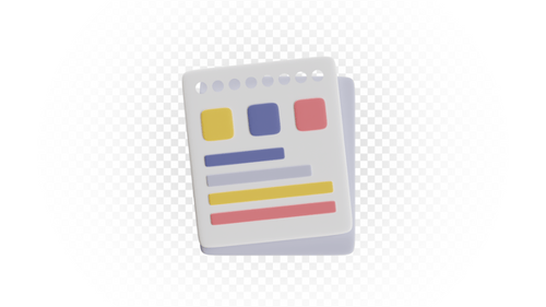 Animated 3D Notepad Icon with Colorful Data Elements