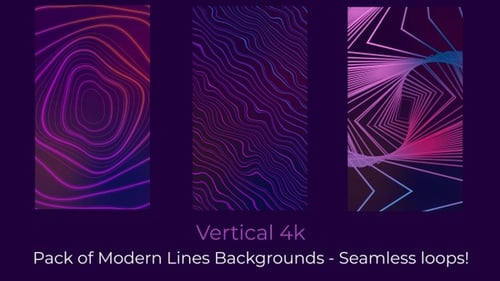 Animated Vertical 4K Futuristic Wavy and Geometric Lines Backgrounds Pack