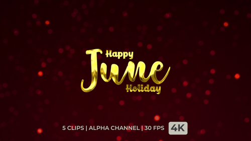 Golden Metallic Script Happy June Holiday Text Reveal