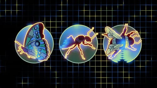 Retro Glowing Insect Icons