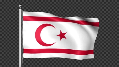 Waving Flag of Northern Cyprus with Alpha Channel