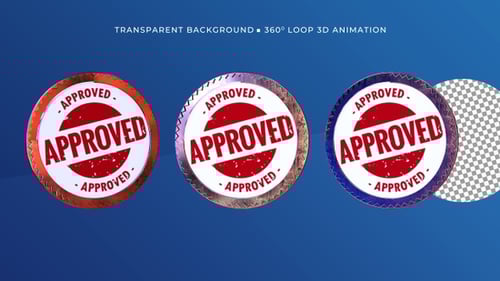 3D Metallic Approved Seal Rotating Animation