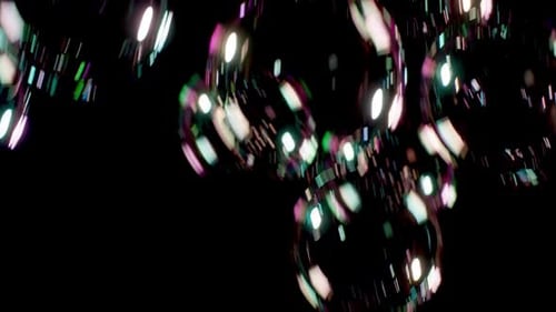 Soap Bubbles Falling Closeup