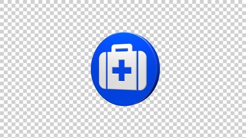 Animated 3D Medical First Aid Kit Icon Rotation