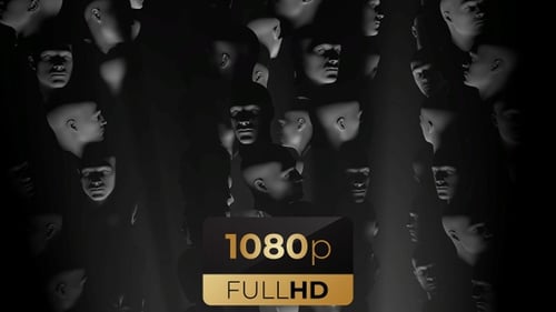 Abstract 3D Heads Rotating in Light Loop