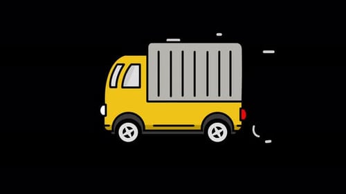 Animated Flat Design Yellow Delivery Truck Icon