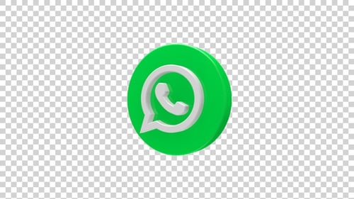 Rotating 3D WhatsApp Social Media Icon