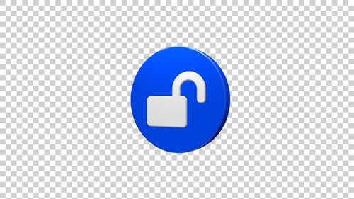 Animated 3D Unlocked Padlock Security Icon Loop