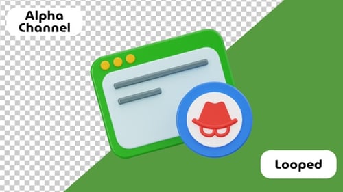 Animated 3D Browser Window and Incognito Private Mode Icon