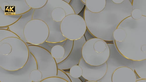 Elegant Moving Gold and White Geometric Circles Background