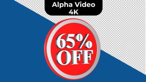 Animated 3D Rotating Red 65% OFF Sales Discount