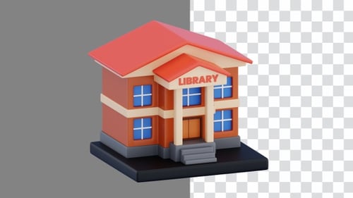 3D Animation of Featuring a Beautiful Library Building | Alpha Channel