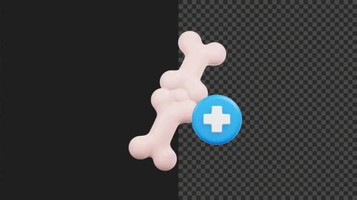 3D Animated Bones and Medical Cross Icon
