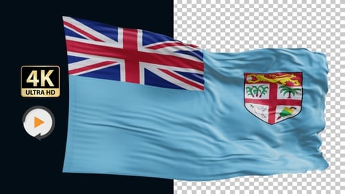 Realistic Waving Flag of Fiji Seamless Animation