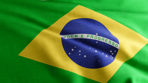 Waving Brazilian Flag with Realistic Fabric Texture Seamless Loop