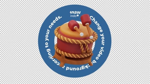 3D Chinese Drum Loop Animation Transparent