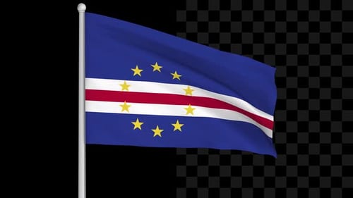 Waving Flag of Cape Verde with Transparent Background