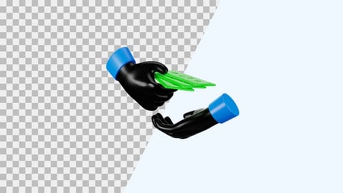 3D-Animationssymbol für Barzahlung | Alpha Channel