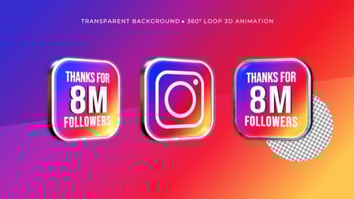 Animated 3D Social Media Followers Icon with Rotation