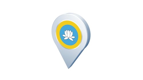 Animated Location Pin with Lotus Flower Icon