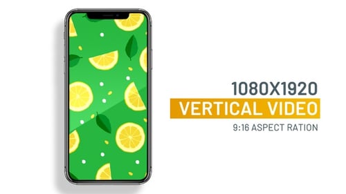 Seamless lemon icons pattern looping vertical animation