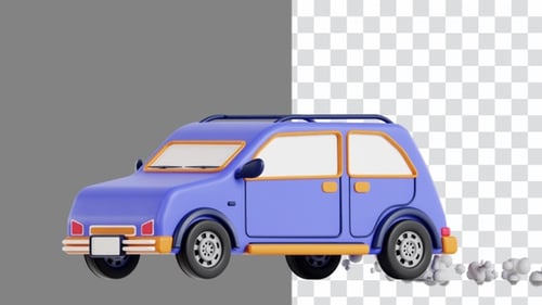 Modern 3D Cartoon Car Driving Loop