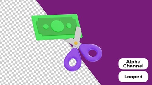 Corte de dinheiro animado em 3D | Alpha Channel