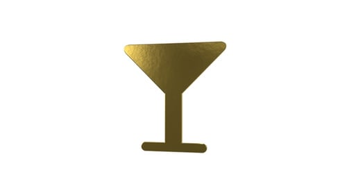 Cocktail Glass 3D Golden Icon Alpha Loop