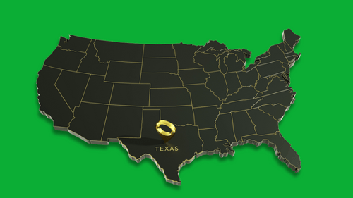 Animated 3D US Map Zoom with Location Pin on Texas