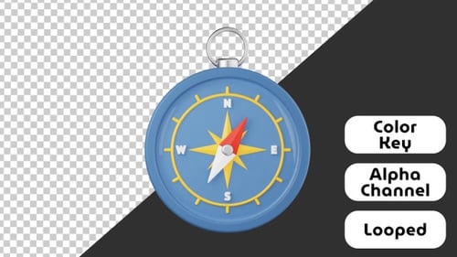 Animated 3D Compass Revealing North Direction