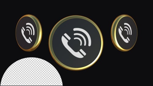 3D Animated Gold Ringing Phone Icon for Communication