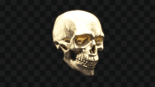 Gold Skull Rotates On Alpha Loop