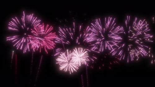 Glowing Pink and Purple Neon Fireworks Explosions