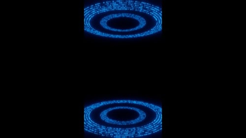 Vertical video blue digital moving circles hud loop animation background