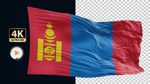 Realistic Waving Flag of Mongolia Animation