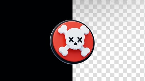 Skull Danger Warning 3D Animation