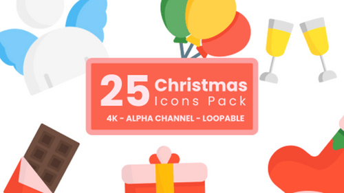 Christmas Holiday Animated Flat Design Icon Pack