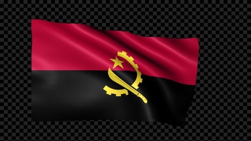 Angola Flag Waving Animation with Alpha Channel