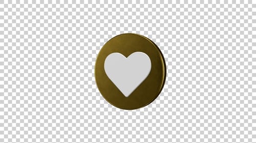 3D Golden Heart Icon Rotating Animation