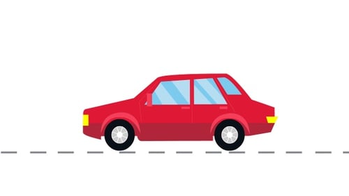Flat Design Red Car Driving Animation