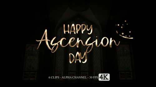 Happy Ascension Day Golden Script Text Reveal with Particles
