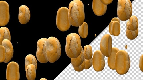 Delicious Baked Bread Rolls Falling Alpha Loop
