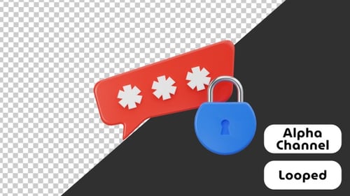 3D Animated Icon of Message Encryption | Alpha Channel