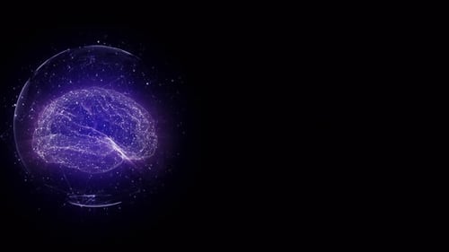 Gehirnanimation für maschinelles Lernen, Konzept der künstlichen Intelligenz, Hintergrund, Loop