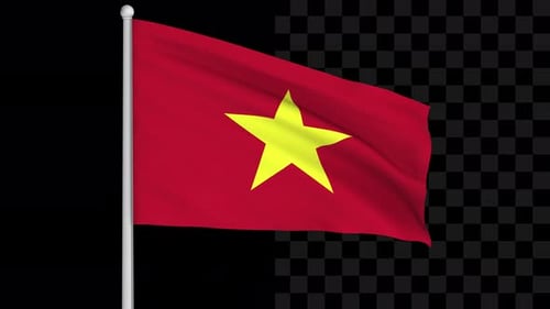 Waving Vietnam Flag Animation with Alpha Channel