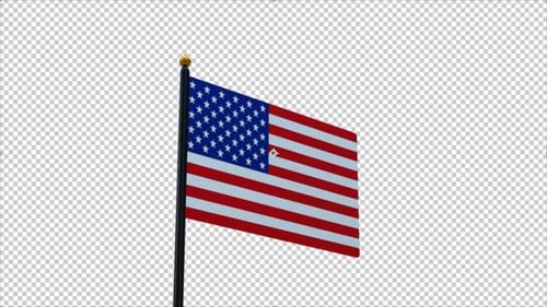 Realistic American Flag Waving with Alpha Channel