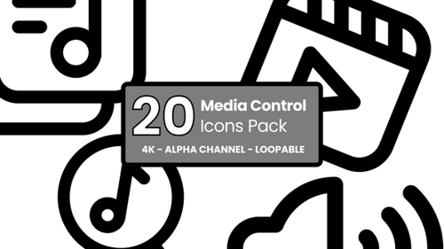 Animated Minimalist Media Control Icons Pack