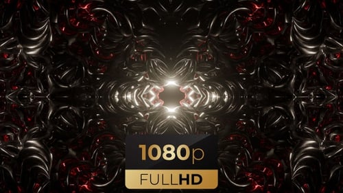 Dark Abstract Metallic Red Glowing Tunnel Background