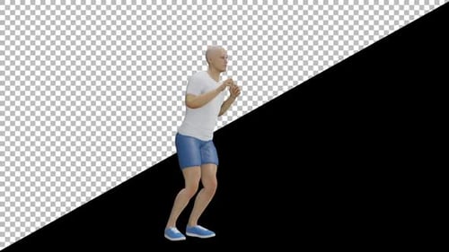 3D Animated Man Performing Squats with Alpha Channel