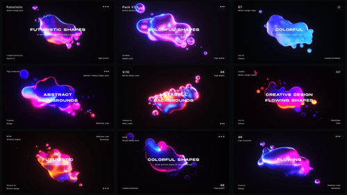 Buntes neonleuchtendes Metaball-Hintergrundset mit Farbverlauf